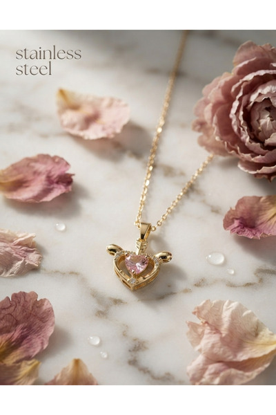 staınless steel 316L Steel Chain Gold Color Winged Heart Model Necklace