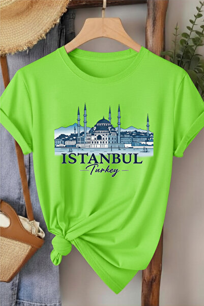 l'eivor Tricou din bumbac pentru femei, cu imprimeu Istanbul, fără filtru