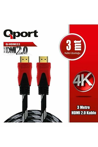 Universal Qport 3m 2.0V 4K 60Hz Gold Tipped Braided HDMI Cable (Q-Hdmi33)