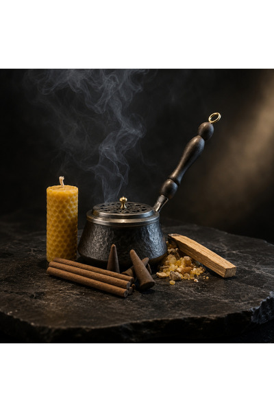 JARN SYSTEM Moon El Yapımı Bakır Tütsülük Seti - Palo Santo, Konik ve Dhoop T...