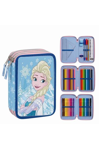 Disney Frozen Τριπλή κασετίνα με 44 είδη σε μπλε Frozen