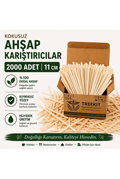 Ahşap Çay Karıştırıcı 2000 Adet 11 cm Toptan Paket Doğal Tek Kullanımlık Kahve Karıştırıcı