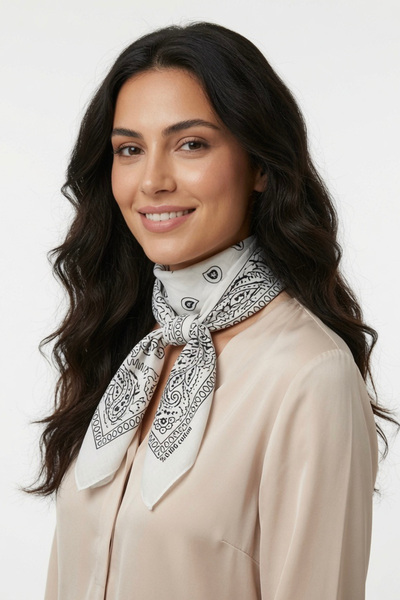 Mollycrush Unisex White Shawl Patterned Scarf |   Daily Hair Accessory, Neck Gaiter, and Outdoor Bandana