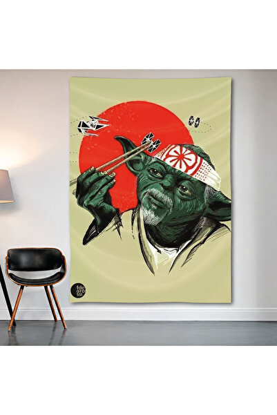 Geek Cultcha Samurai Yoda Wall Covering Wall Tapestry First Quality Satin Fab...