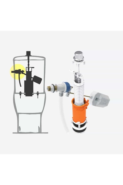 OEMS Flush machine for top pull toilet seat | Idrospania - Bottom water inlet