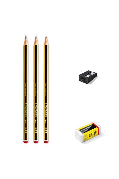 Staedtler Set 3creioane HB, Staedtler, Ascutitoare/Radiera, Galben/Negru