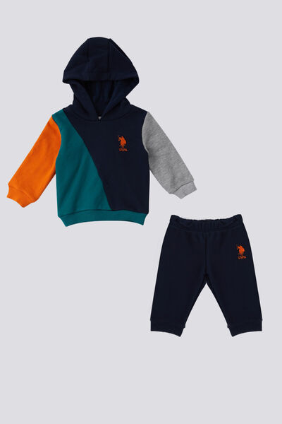 U.S. Polo Assn. BASE. Polo Assn Navy Blue Hooded Baby 2 Piece Set