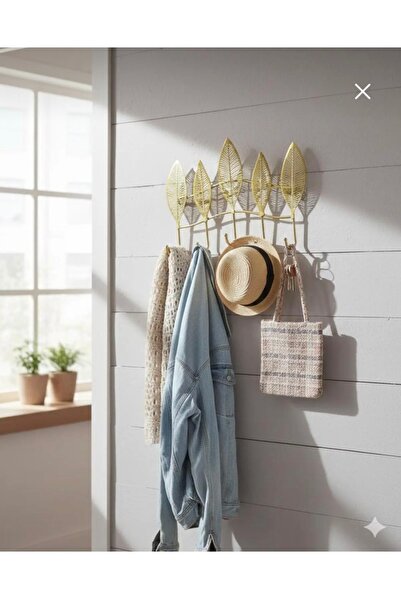 Binshihon Home A clothes and key holder designed in the shape of golden leave...
