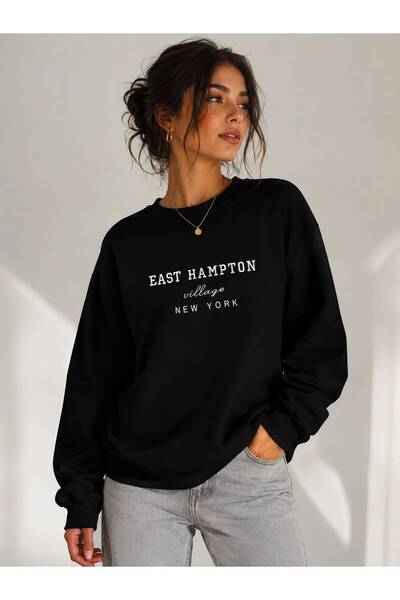 caddekombin Unisex East Hampton and New York Printed Crew Neck Sweatshirt
