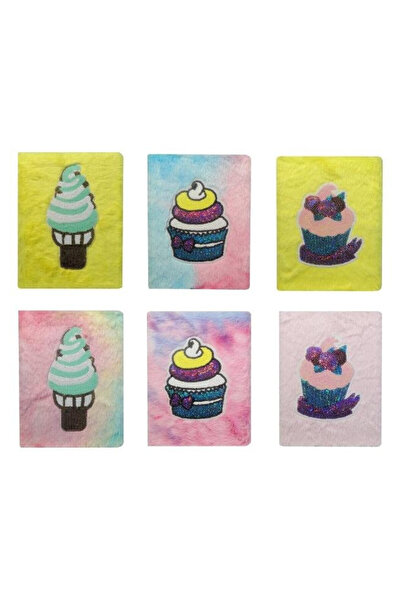 Swede Jurnal plusat / caiet cu paiete, modele mixte cupcakes si inghetata, 21...
