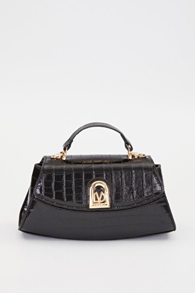 Levidor Kroko - Black Ellipse Look Handbag