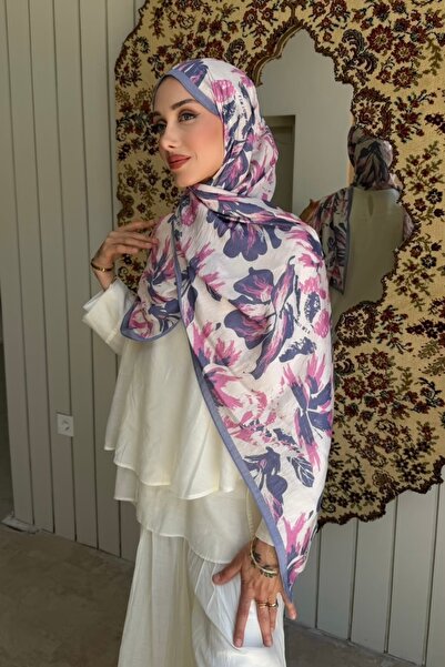 İmajButik Lilac Patterned Silk Shawl