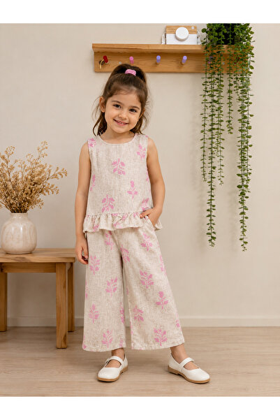 Tuffy Kids kız çocuk keten alt üst takım