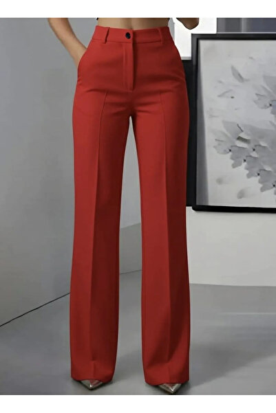 Generic Brand Women's High Waist Imported Crepe Trousers with Pockets