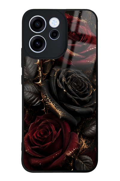 Spoyi Oppo Reno 15F Obsidian Crimson Rose Design Glossy Phone Case