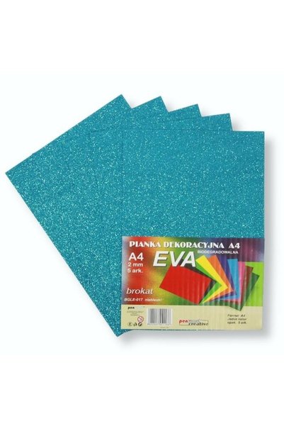 PENWORD Spuma EVA decorativa A4, cu sclipici, biodegradabila, 2 mm, albastru,...