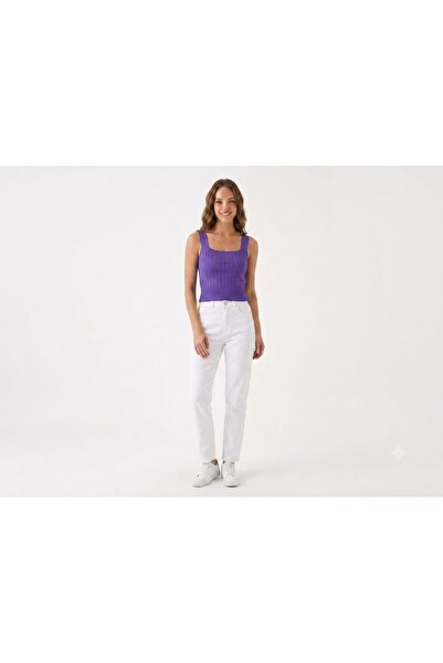 onno style women Sleeveless Strappy Square Neck Terry Knitted Women's Blouse