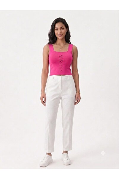onno style women Sleeveless Strappy Perforated Knitted Women's Bluz