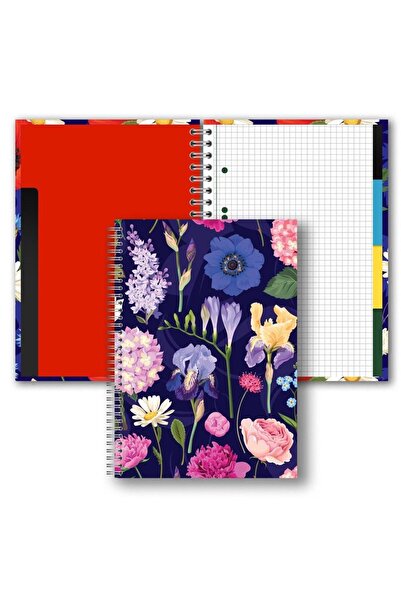 Penmate Caiet spiralat Kwiaty Polskie B5, 160 file, in patratele, coperta flo...