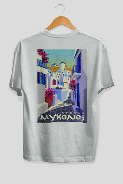 Ankhises Μυκόνος Ελλάδα Λευκό Oversize Country City Μπλουζάκι Unisex με στάμπ...