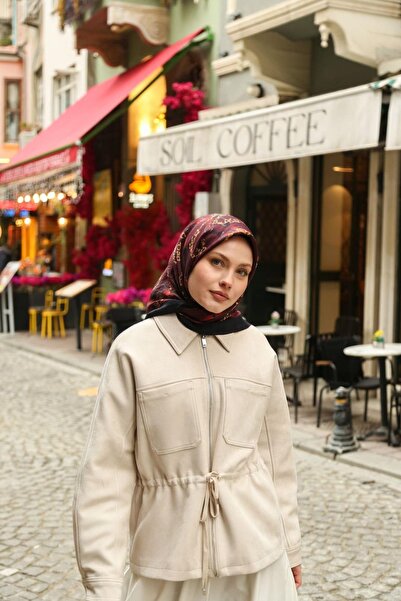 ENRİCO FERRİ وشاح فيسكوز بنمط سلسلة من أمور - أحمر كلاريت