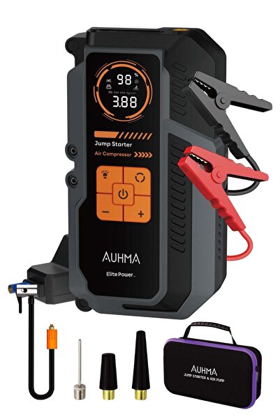 auhma A9944 16.000 mAh Akü Takviye Cihazı Şarjlı Hava Kompresörü 150 PSI Last...