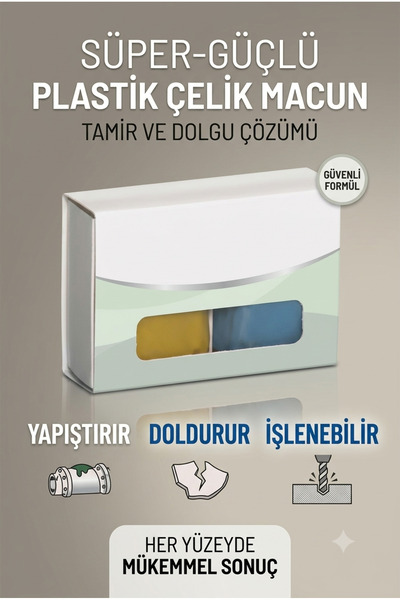Primeaks Süper Güçlü Çelik Macun - Çok Amaçlı Tamir, Dolgu ve Yapıştırıcı Ham...