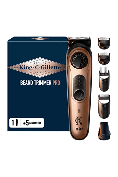 Gillette Aparat de ras fără fir 4-în-1 cu accesorii, King C. x Braun, Trimmer...