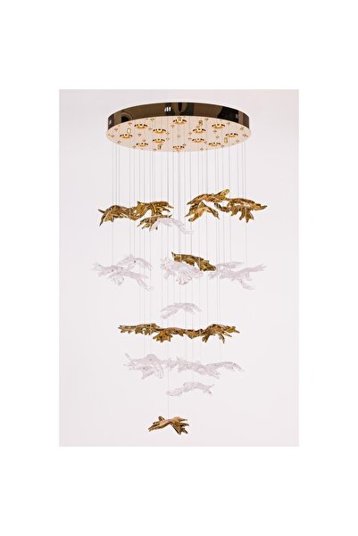 Avonni AV-5321-S60 Sarı Kaplama Modern Avize LED Metal Kristal H: 100 cm, Ø: ...