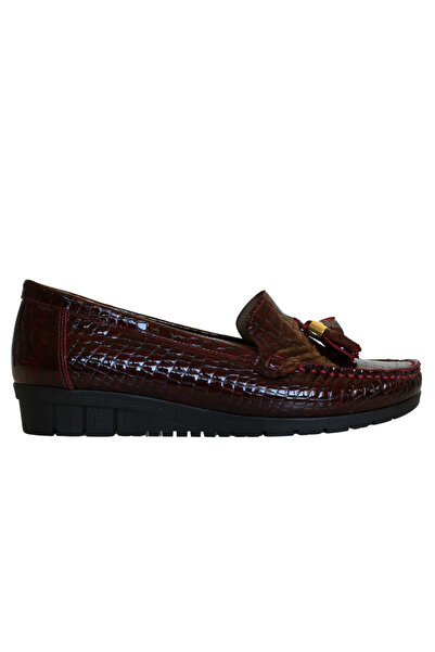 Platin Burgundy Patent Leather Print Rok Women's Shoes
