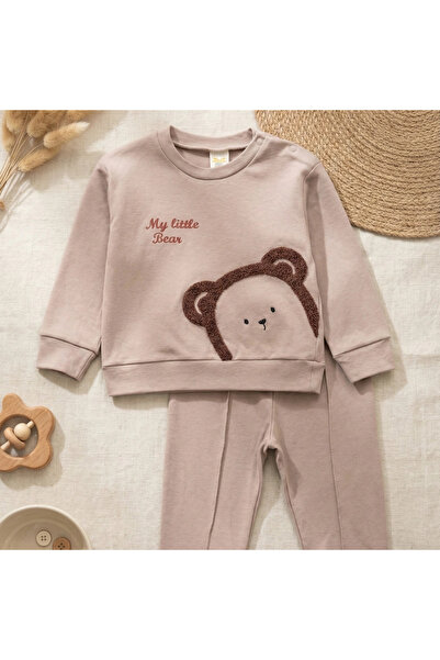 air baby Teddy Bear Embroidered 100% Cotton 2-Piece Baby Boy Set