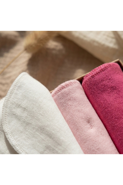 BUUDE 100% Cotton Set of 6 Baby Mouth Wipes and Drying Cloths - Pink Gift Box