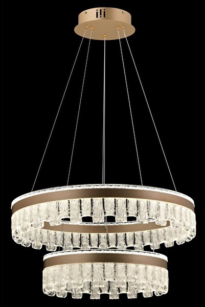 Avonni AV-7015-8035-60+40 Gold Kaplama Klasik Avize LED Metal Kristal H: 100 ...
