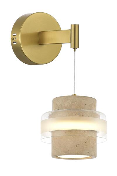 Avonni AP-7017-8105-1 Eskitme Kaplama Aplik LED Metal Traverten H: 40 cm, WxD...