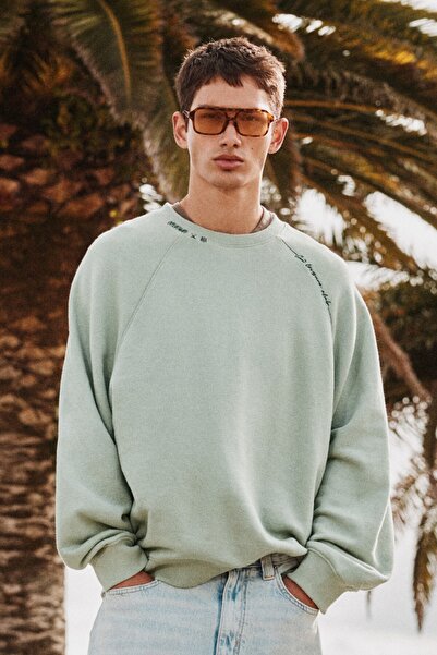 Pull & Bear Yıkama efektli reglan sweatshirt