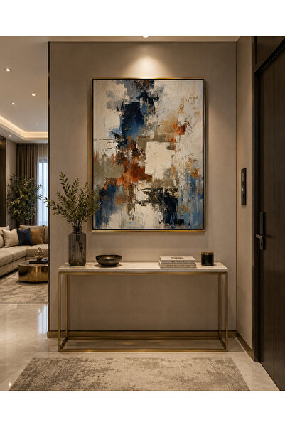 lawhat لوحة إيقاع التجريد الأزرق بتكوين فني تجريدي يجمع بين درجات الأزرق العم...