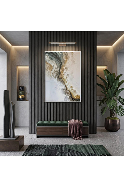 KOLAJTASARIM Abstract Flow Earthy Gold Tones Poster decorativ cu ramă metalic...