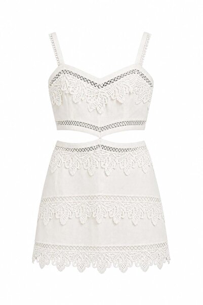 HAZELANNA Waist Detailed Lace Mini Dress