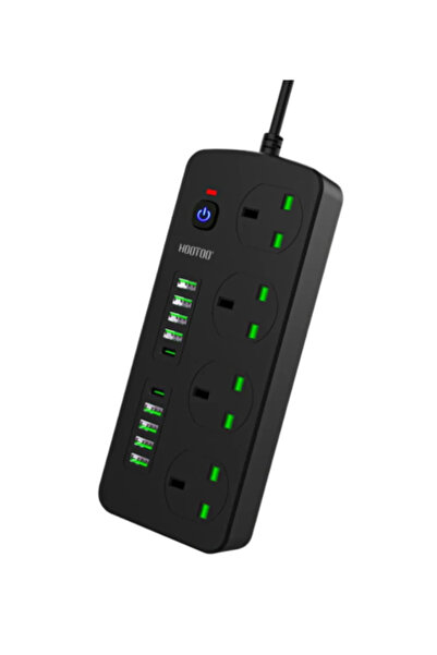 HooToo HOTO Multi-Port Power Strip – 4 AC Outlets + 6 USB Ports – 3m Extensio...