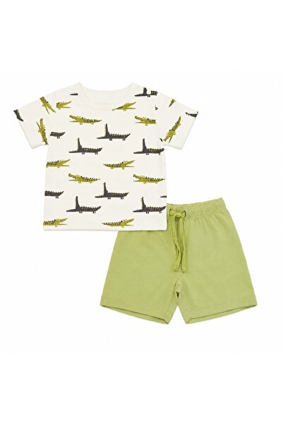 PALM PEANUTS Boys Crocodile Print T-Shirt & Shorts Set – Soft Cotton Summer O...