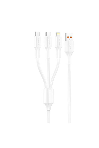 FONENG Cablu de încărcare 3-în-1 USB la Micro USB la Lightning 1.2M 3A