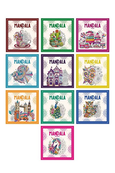 dokuzyayinlari Mandala Boyama Kitabı 10 Kitap Set Her Biri 24 Sayfa Boyut 20*20