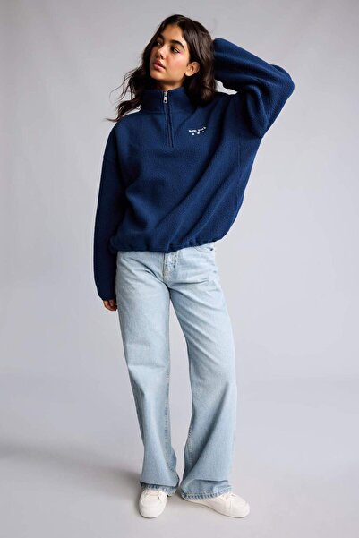 DeFacto Straight Wide High Waist Blue Jean Trousers I1909Ax26Au