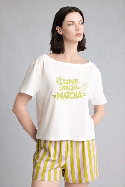 DeFacto Oversized Short Sleeve Shorts Pajama Set I0438Ax26Hs