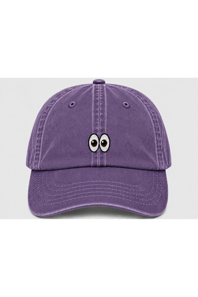 WeavedCo Embroidered Vintage Washed Cap Hat with Eye Emoji