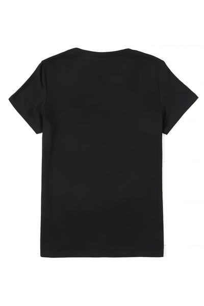 212Wear تي شيرت مطبوع عليه صورة قص شعر، قميص كاجوال بأكمام قصيرة وياقة دائرية للربيع/الصيف، ملابس نسائية