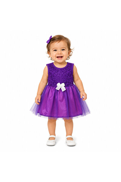 Genericc Girls' Sleeveless Lace and Tulle Dress 1 Year
