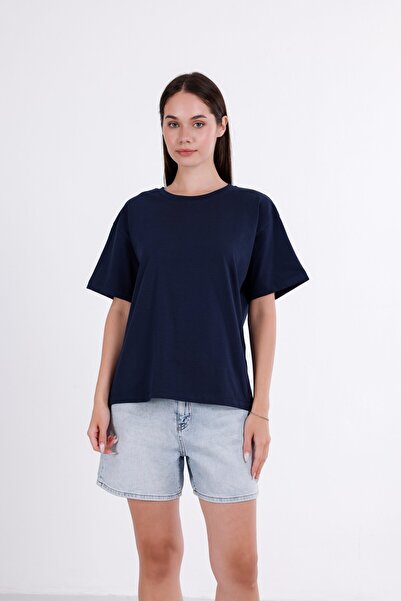 i8 Denim تي شيرت أساسي كبير الحجم