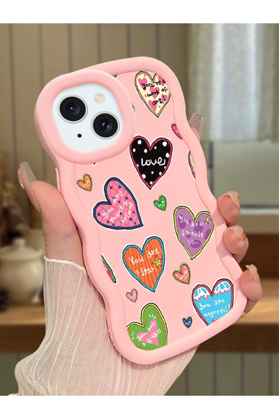 Hontinga iPhone 15 Compatible Case Camera Protector Pink Silicone Couple Phon...