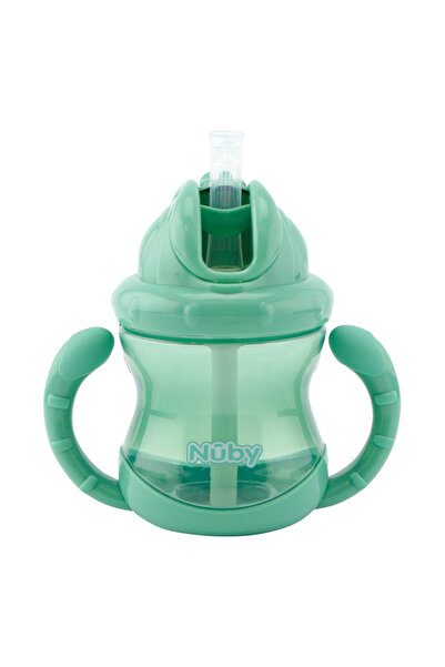 Nuby Κύπελλο Flip-It με καλαμάκι για ροφήματα, με λαβή, πράσινο 240ml